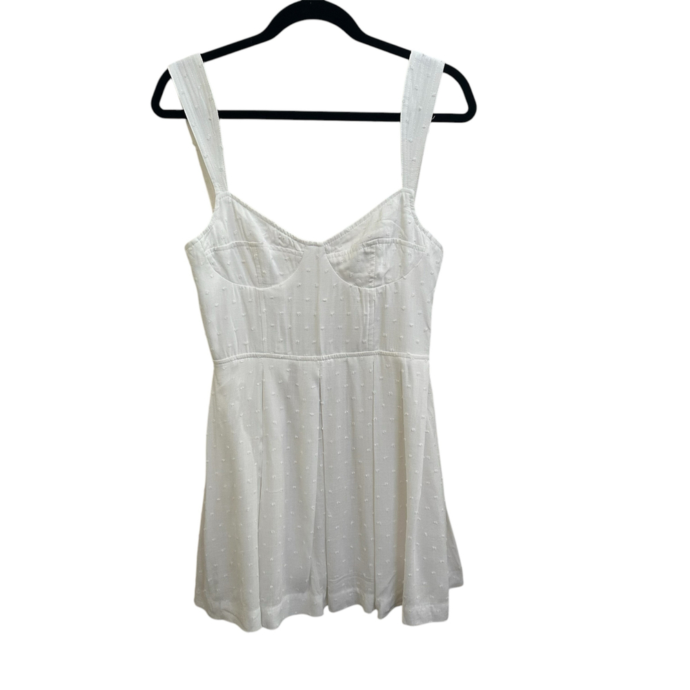 NWT! Aqua for Bloomingdales Corset White Polka Dot Textured Mini Dress - Size M - Picture 2 of 12